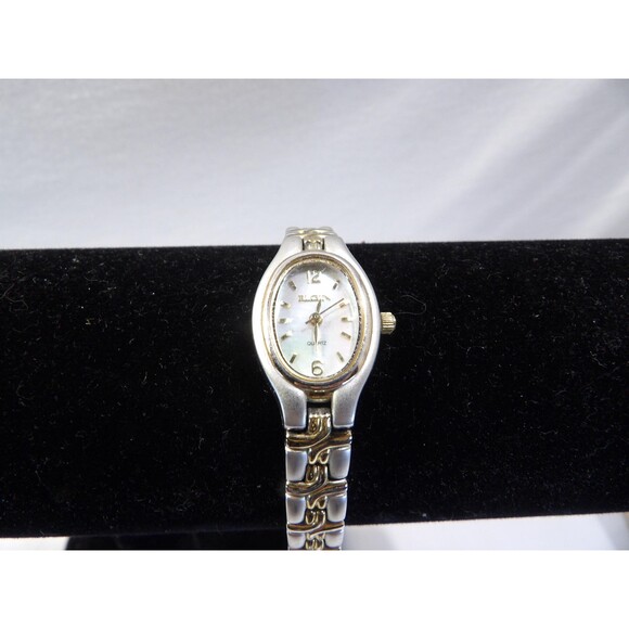 Vintage Elgin two tone gold silver ladies analog watch, working, 7" with band - Picture 1 of 10